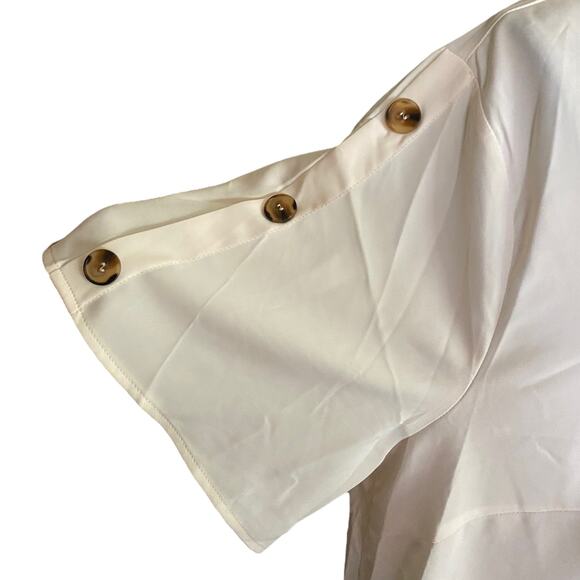 Bloomchic Off White Button Detailed Round Neck Blouse Size 22/24 - Picture 3 of 3